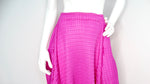 Issey Miyake 1990s Pleats Please Magenta Asymmetric Hem Midi Skirt