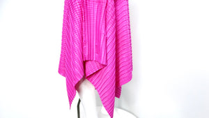 Issey Miyake 1990s Pleats Please Magenta Asymmetric Hem Midi Skirt