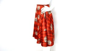 Issey Miyake 1990s Pleats Please Plaid & Polka-dot Pleated Skirt