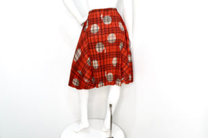 Issey Miyake 1990s Pleats Please Plaid & Polka-dot Pleated Skirt