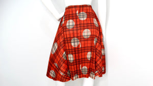 Issey Miyake 1990s Pleats Please Plaid & Polka-dot Pleated Skirt