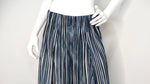 Issey Miyake 1980s Homme Plisse Navy Striped Wide-Leg Pants