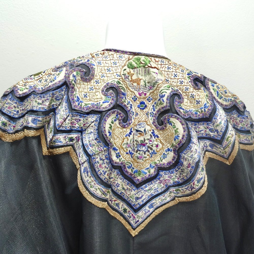 Antique 1930s Embroidered Chinese Gauze Robe