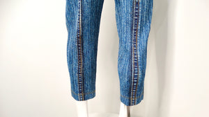 Issey Miyake 1990s Pleats Please Denim Print Pleated Capri Pants