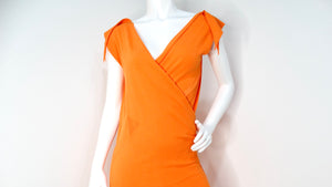 Issey Miyake 2005 A-POC Orange Two-Piece Sleeveless Dress