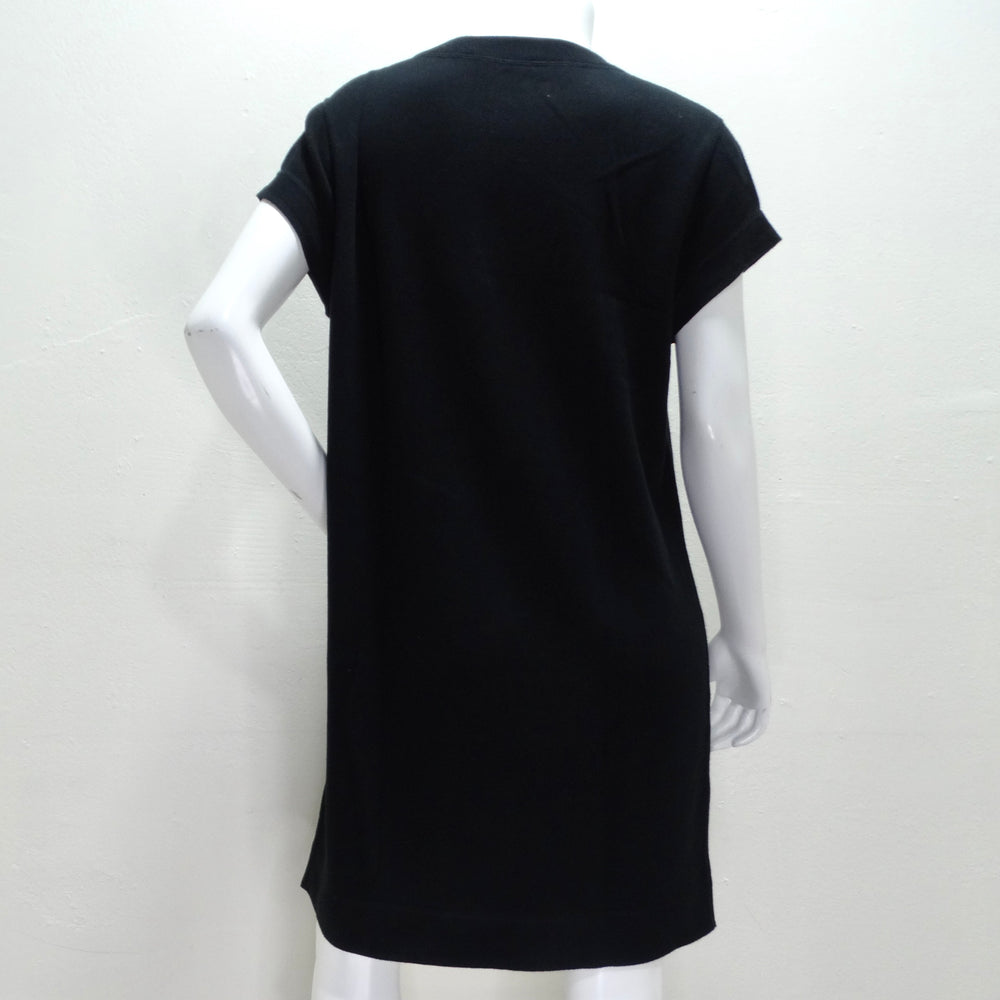 Chanel Black Perforated Knit Short Sleeve Dress
