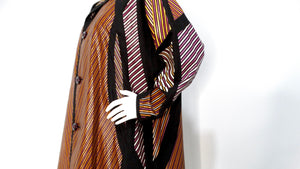 Issey Miyake Multi-Color Striped Car Coat