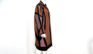 Issey Miyake Multi-Color Striped Car Coat