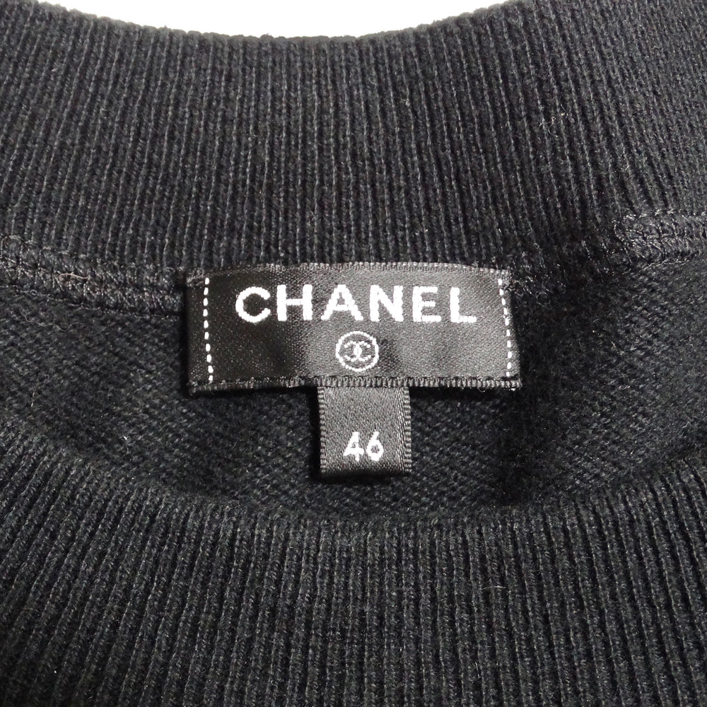 Chanel Black Perforated Knit Short Sleeve Dress