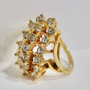 1960s Gold Plated Rhinestone Ring