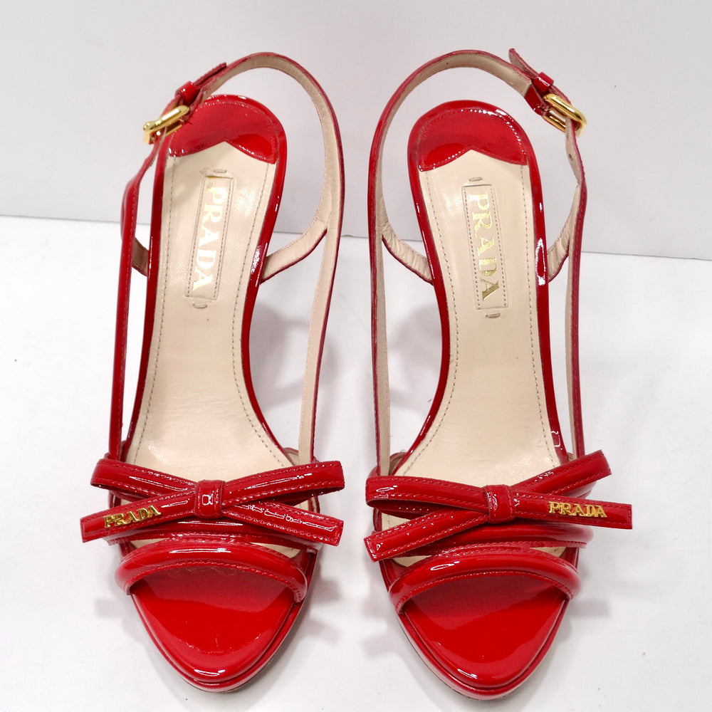 Prada Red Patent Leather Slingback Heels
