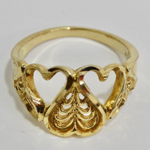 18K Gold Plated 1970s Hearts Ring