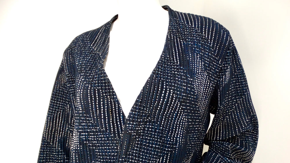 Issey Miyake Homme Plisse Blue Printed Pleated Jacket