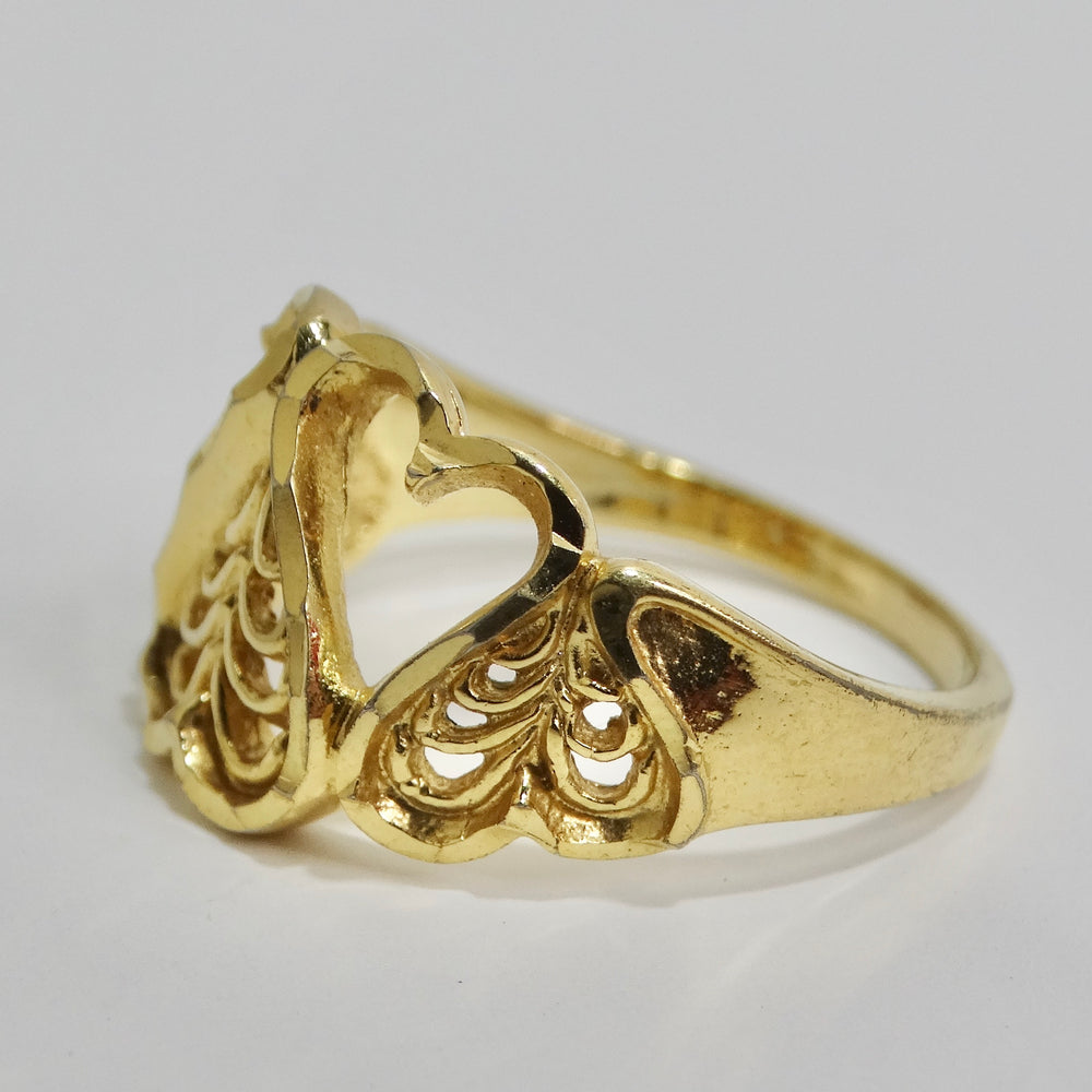 18K Gold Plated 1970s Hearts Ring