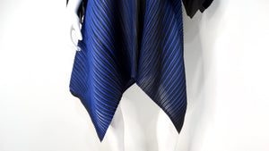 Issey Miyake 1990s Pleats Please Blue & Black Striped Asymmetric Tunic