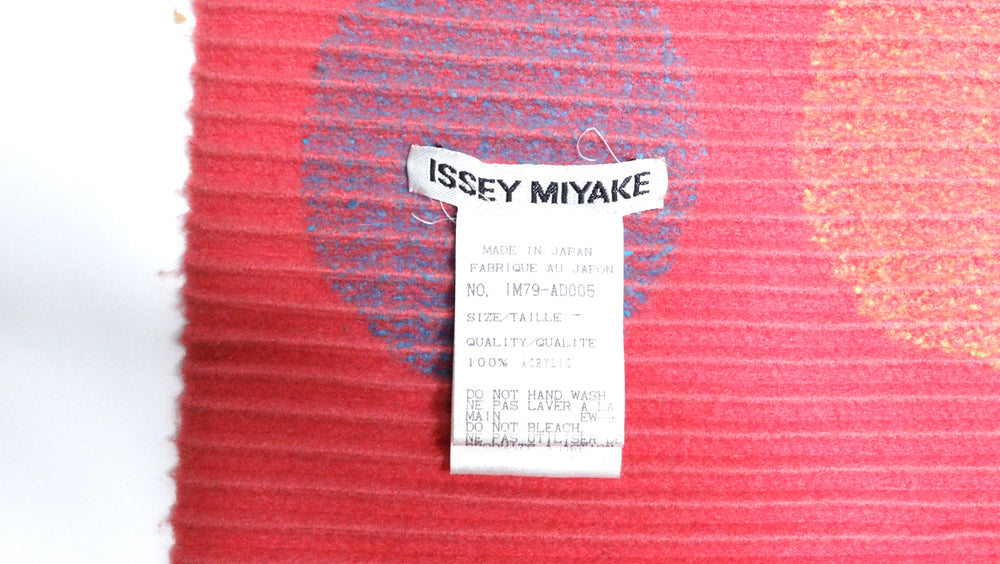 Issey Miyake 1990s Neon Geometric Print Pleated Scarf