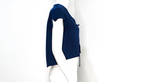 Yves Saint Laurent 2008 Navy Silk Tie Cropped Blouse