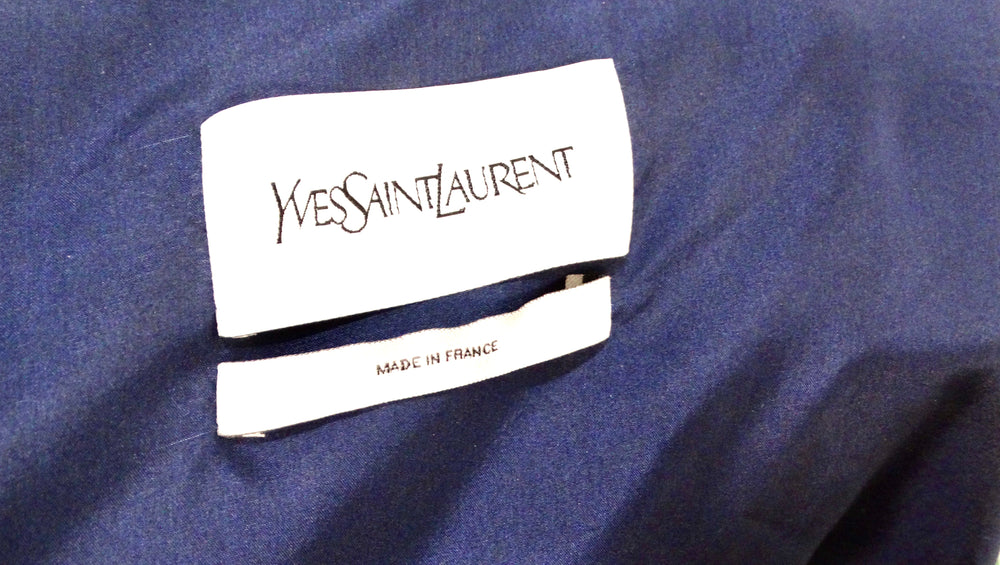 Yves Saint Laurent 2008 Navy Silk Tie Cropped Blouse