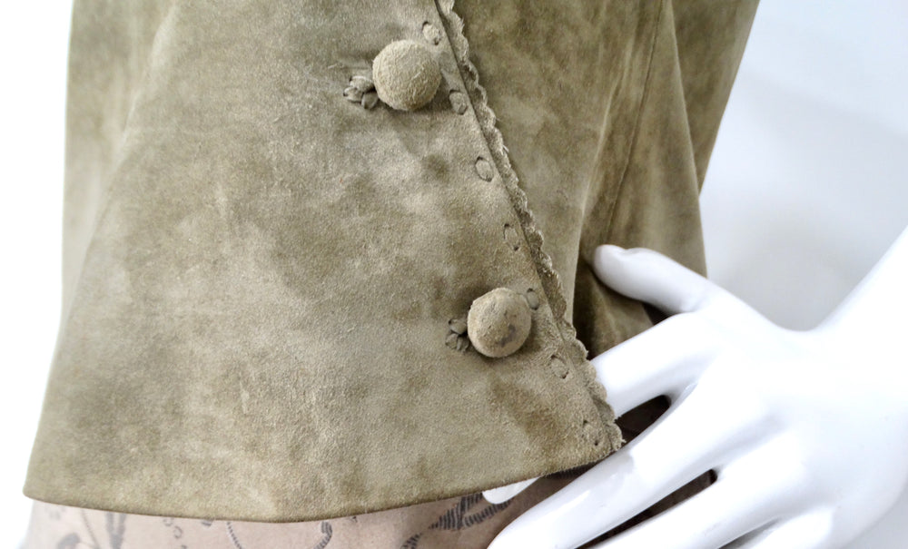 1990s Olive Green Suede Wrap Jacket