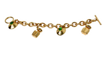 Vintage Oscar De La Renta Gold Tone Chain & Toggle Charm Bracelet