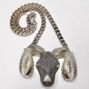 Razza Jumbo Silver Aries Ram Motif Necklace