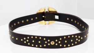 Roberto Cavalli Brown Leather Studded Belt