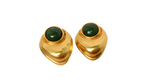 1980s Green Cabochon Gold Tone Clip-On Earrings