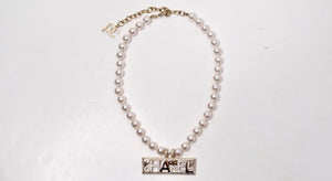Chanel x Pharrell Williams Crystal Logo Costume Pearl Necklace 2019