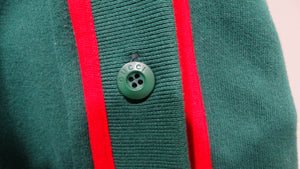 Gucci Green & Red Trim Cotton Logo Patch Cardigan circa 1980s