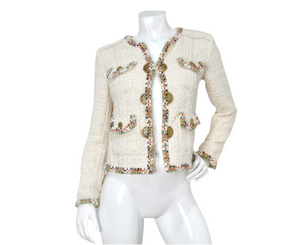2017 Chanel Paris-Cuba Tweed Ivory Jacket With Multicolor Trim