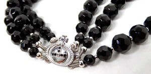 Vivienne Westwood Thee-Row Black Agate Crystal Beaded Orb Choker Necklace