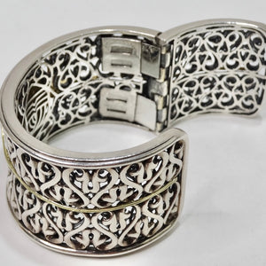 Charles Krypell Sterling Silver, Gold and Black and White Diamond Cuff Bracelet