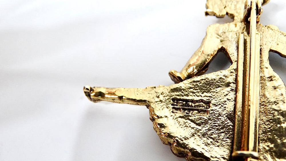 1992 Hermes "Skater" Gołd Tonę Enamel Brooch