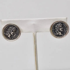 Roman Coin Silver Stud Earrings