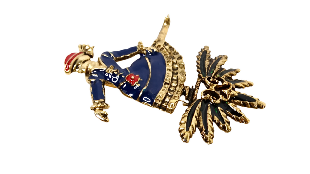 1992 Hermes "Skater" Gołd Tonę Enamel Brooch