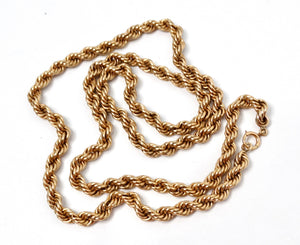 14k Italian Gold Rope Chain Necklace circa 1980s