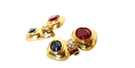 1980s Bulgari Inspired 14k Gold Plated Crystal & Jewel Toned Earrings