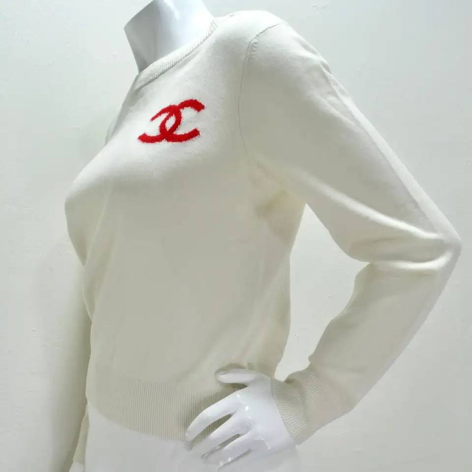 Chanel cashmere white sales pullover