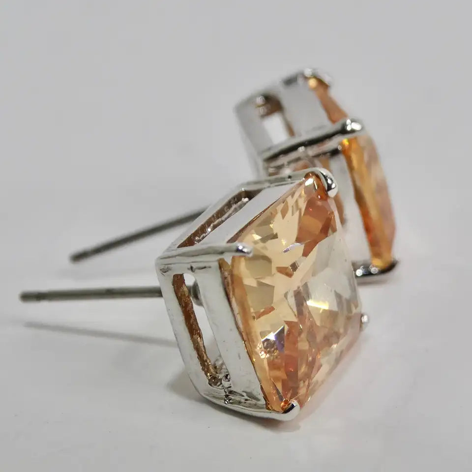 18K Gold Plated Honey Swarovski Synthetic Crystal Stud Earrings