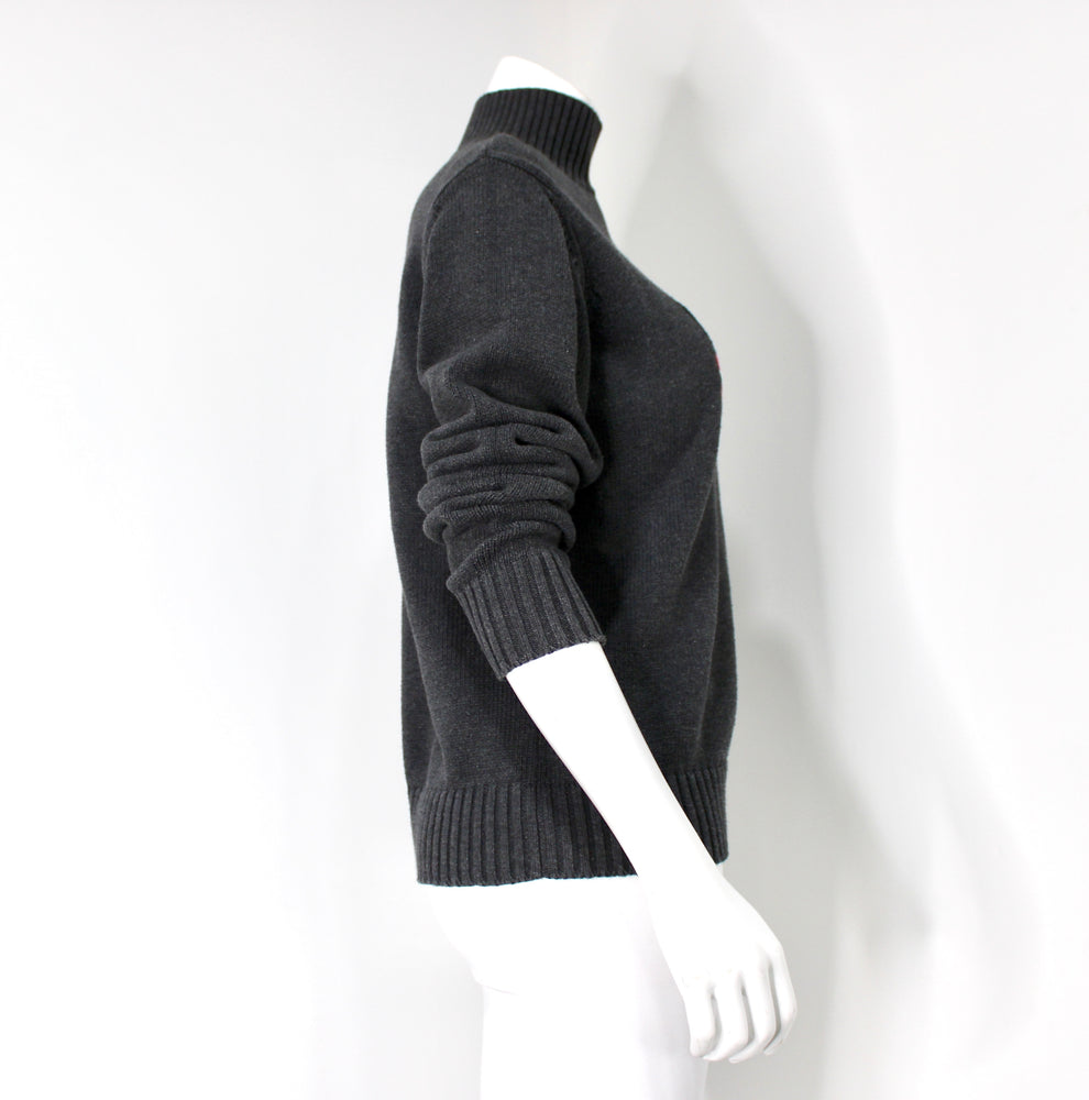 Ralph Lauren Polo Jeans Co. Grey Cotton Knit Turtleneck Sweater circa 1990s