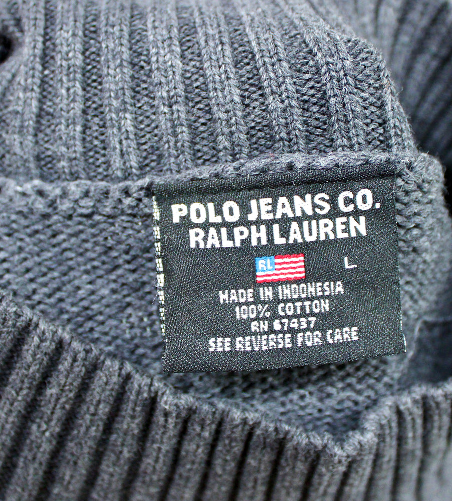 Ralph Lauren Polo Jeans Co. Grey Cotton Knit Turtleneck Sweater circa 1990s