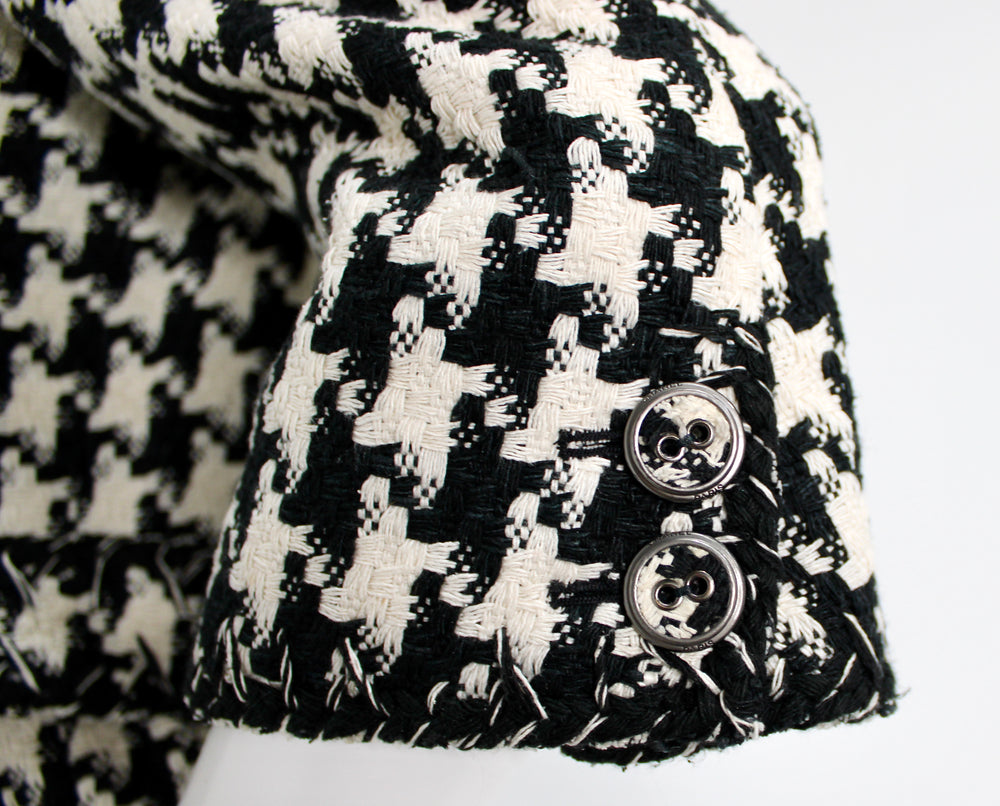 Chanel Black & White Houndstooth Tweed Jacket circa 2008