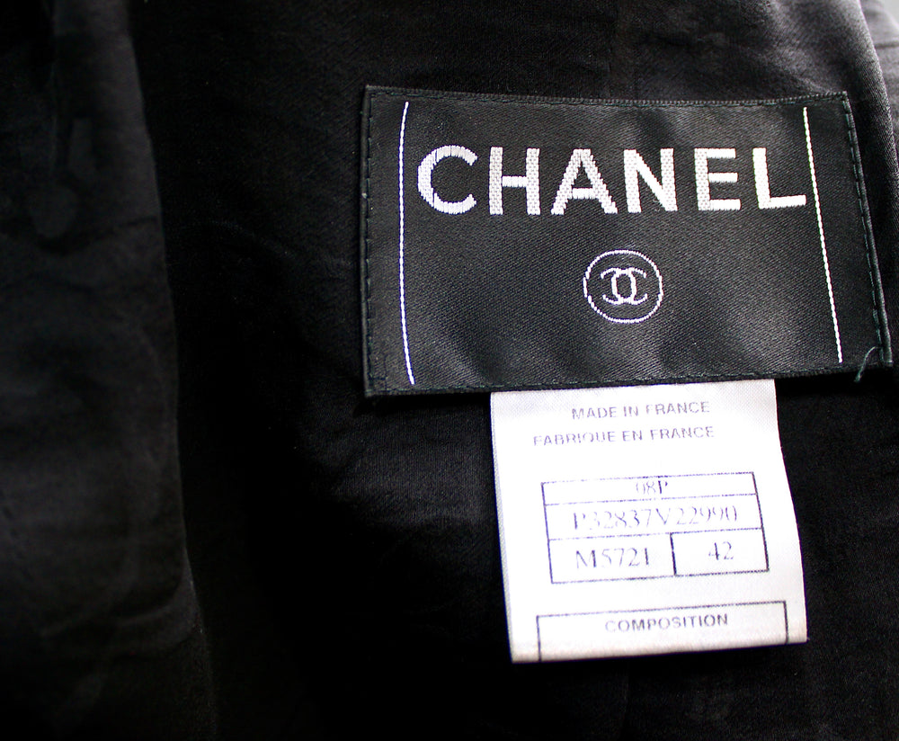 Chanel Black & White Houndstooth Tweed Jacket circa 2008