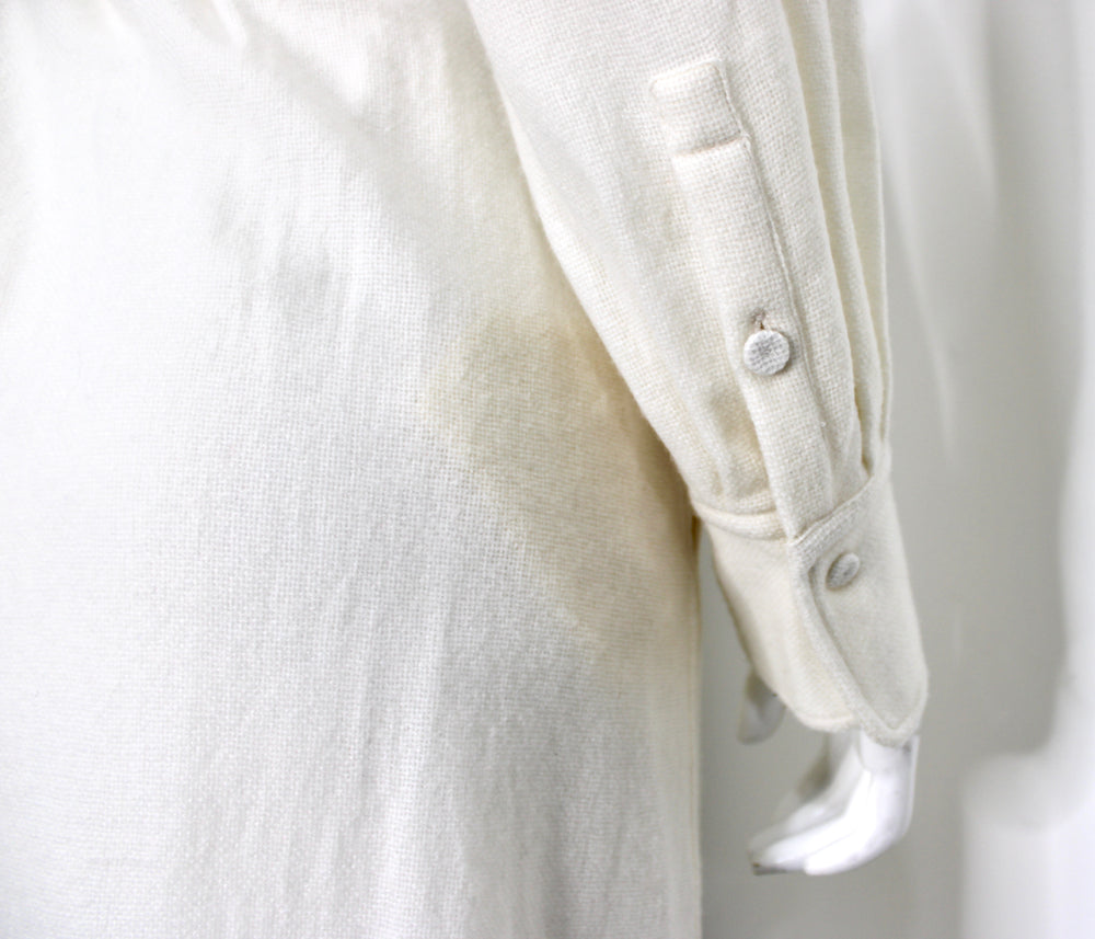 Chloe Eden White Cashmere & Wool Button-Down Dress circa 2023