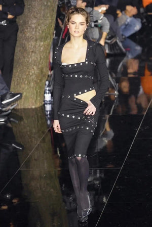 2003 Dolce & Gabbana F/W Runway Black Knit Snap-Up Convertible Dress