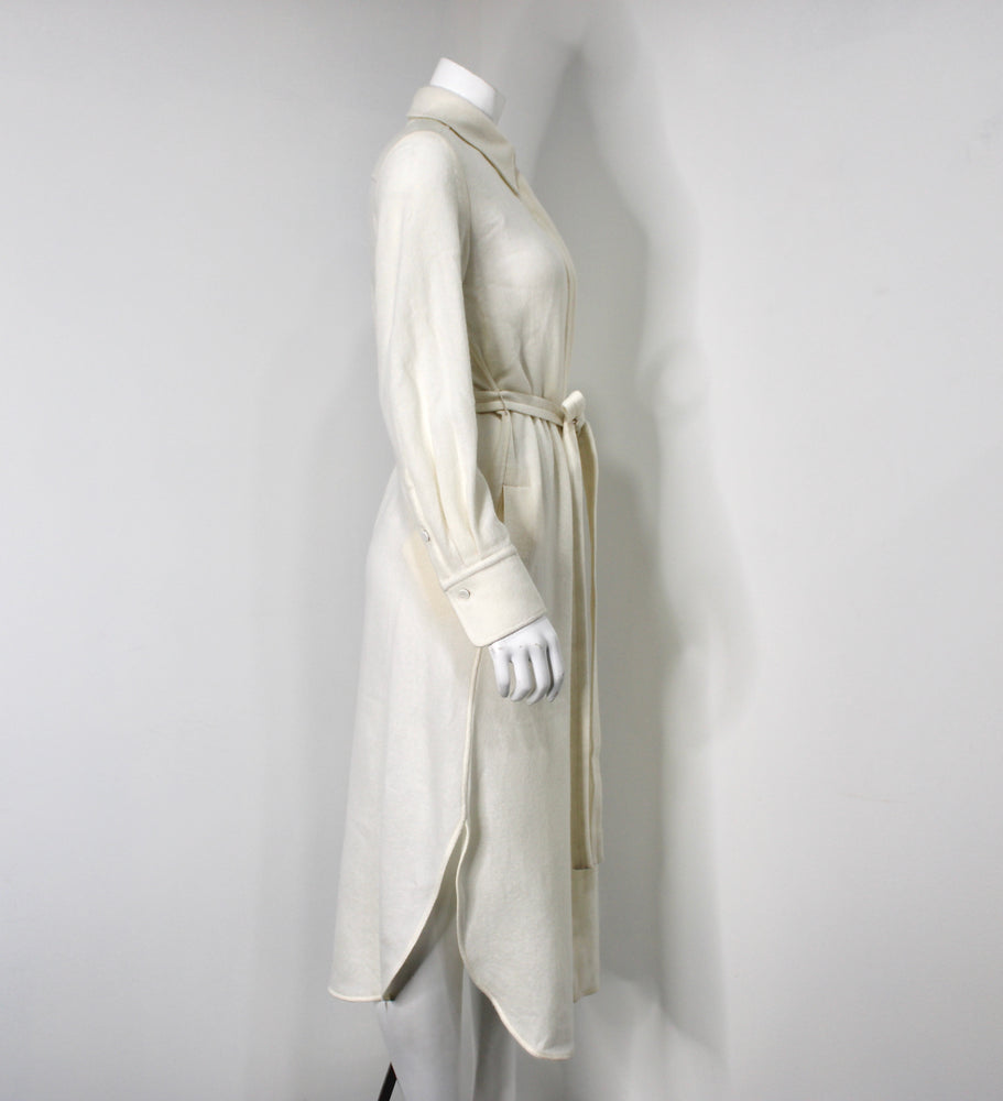 Chloe Eden White Cashmere & Wool Button-Down Dress circa 2023