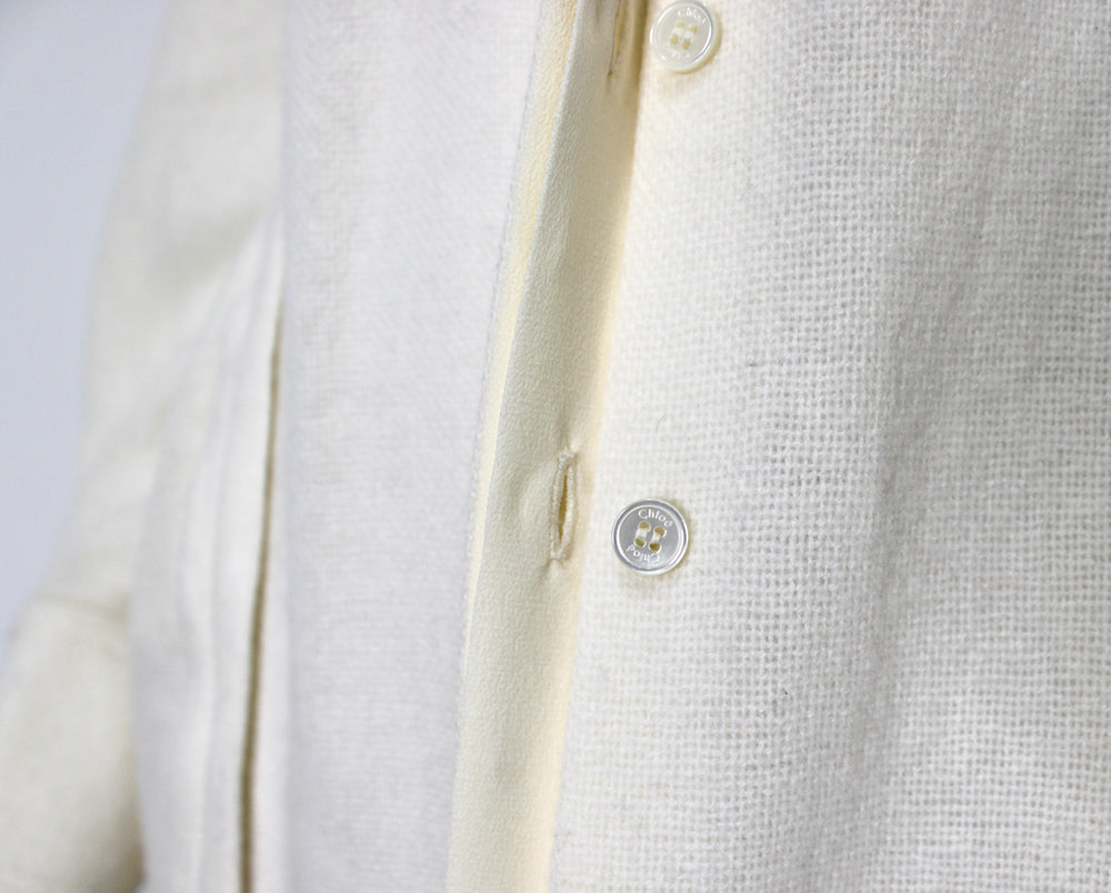 Chloe Eden White Cashmere & Wool Button-Down Dress circa 2023