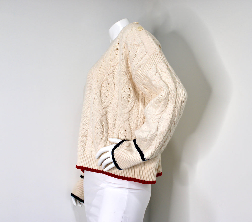 Loro Piana Cream Cashmere Cable Knit Sweater