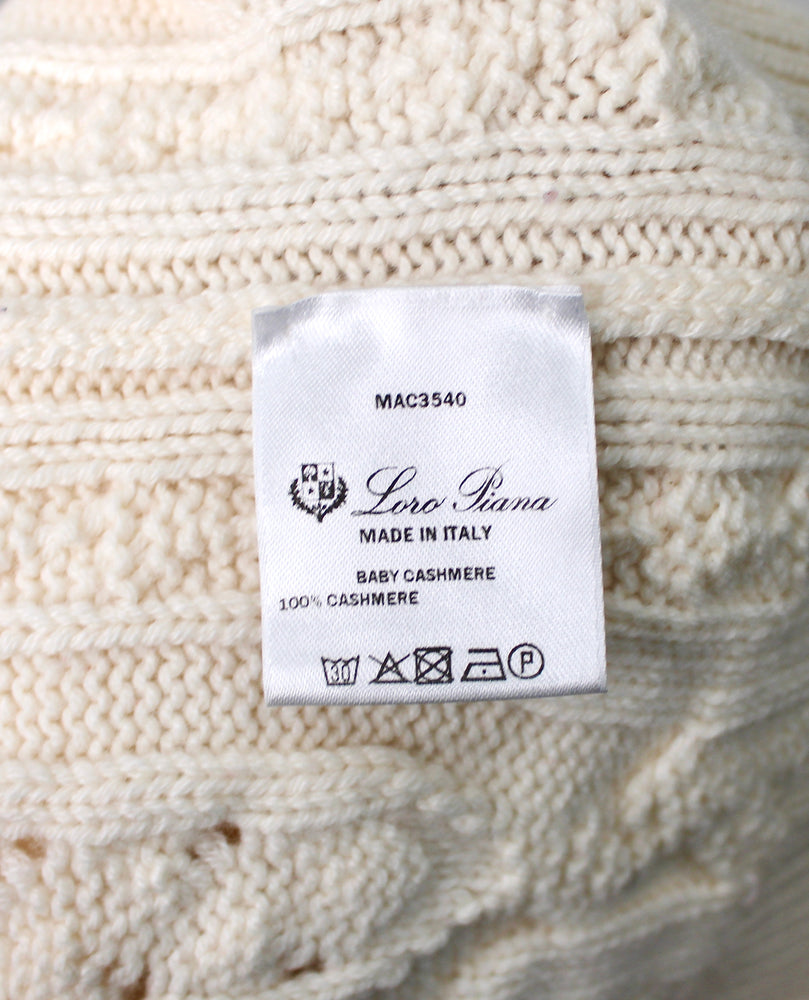 Loro Piana Cream Cashmere Cable Knit Sweater
