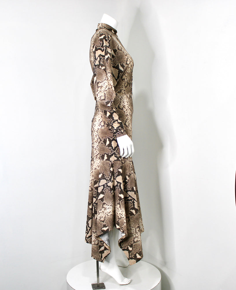 Stella McCartney Python Print Asymmetric Midi Dress